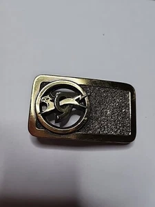 Vintage 80s Nine Lives  Eveready Battery Cat Logo Brass Belt Buckle Advertising - Picture 1 of 6