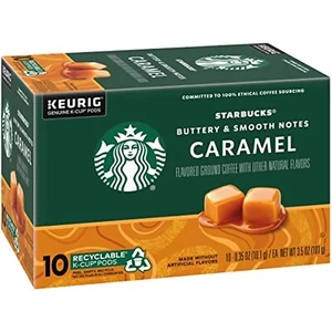 Starbucks CARAMEL Flavor Medium Single Cup Coffee Keurig 10 K-Cup pods  - Picture 1 of 5
