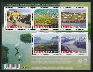 Canadá franqueo Scott #2857 HOJA DE RECUERDO DE 5 SITIOS DEL PATRIMONIO MUNDIAL UESCO - Imagen 1 de 1