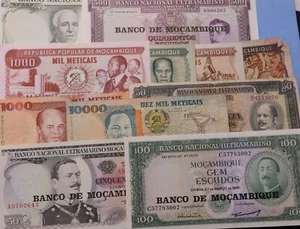 Mozambique 10 Different Old Banknotes 1958-91 Used to Mint Condition - Picture 1 of 8