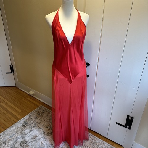 UNDERCOVER Abito da notte Victorias Secret Y2K rosso seta maxi tuffo taglia L