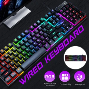 USB Wired Mechanical Gaming 104 Keys Keyboard RGB LED Backlit For Windows PC AU - Picture 1 of 12