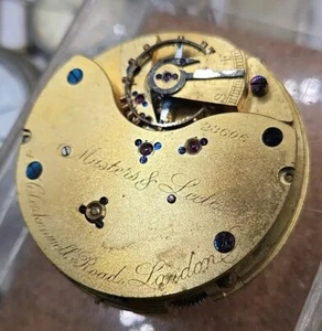Large Masters & Leete Pocket Watch Movement London 49mm 22Lignes - Picture 1 of 9