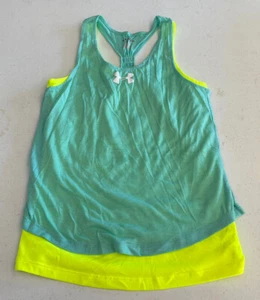 Girls Under Armour Teal And Yellow Size Medium Tank Top - Picture 1 of 2