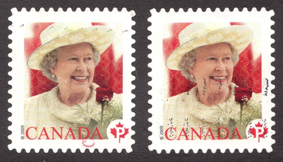 Canada - #2181 QEII "P" - Red ink hair in margin (Error, Freak Oddity) Est $30 - Image 1 of 1