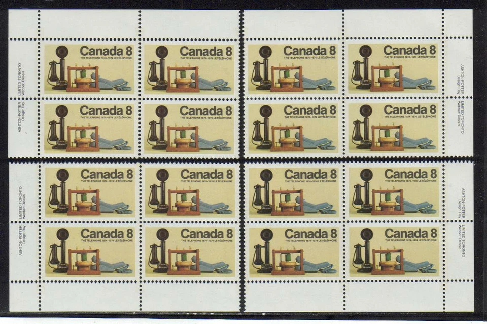 1974 Canada SC# 641 - Telephone Centenary - Set of 4 Plate Block M-NH Lot # 2564 - Image 1 of 1