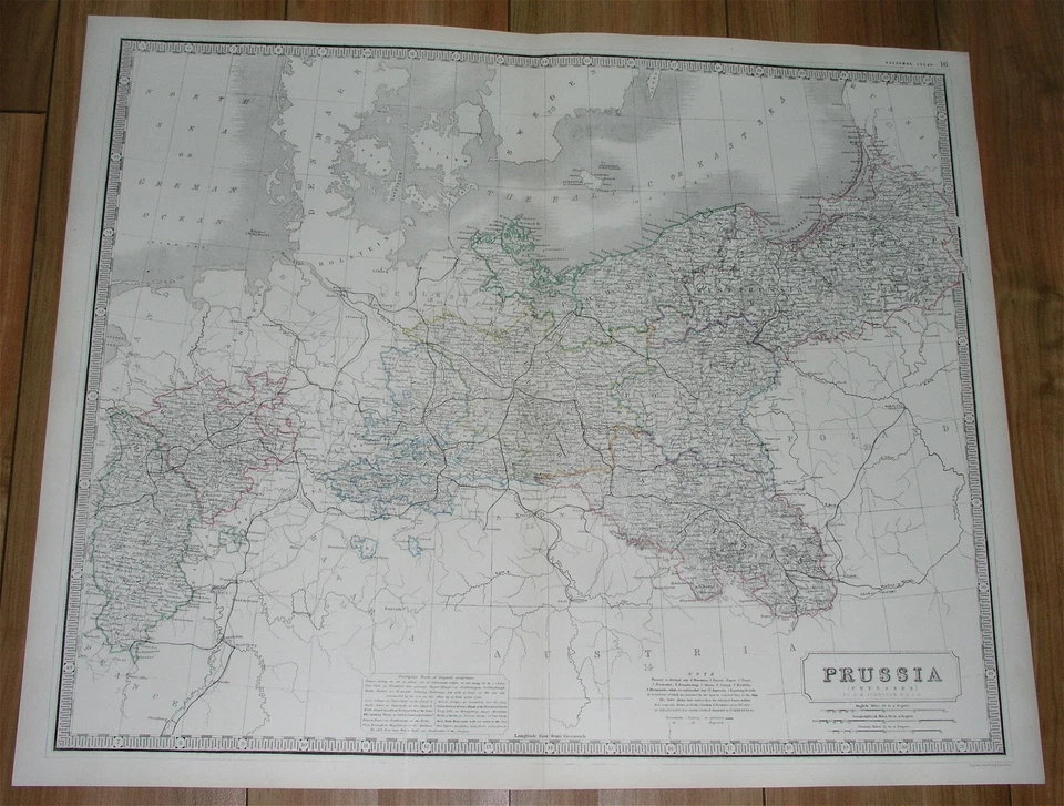 1844 ANTIQUE JOHNSTON MAP OF EAST PRUSSIA POMERANIA SILESIA POLAND GERMANY   - Image 1 of 4