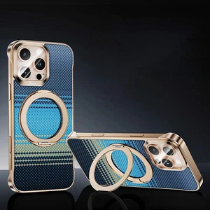 360° Rotate Ring Stand Magnetic Case For iPhone 16 Pro Max 15 14 Frameless Cover - Picture 1 of 12