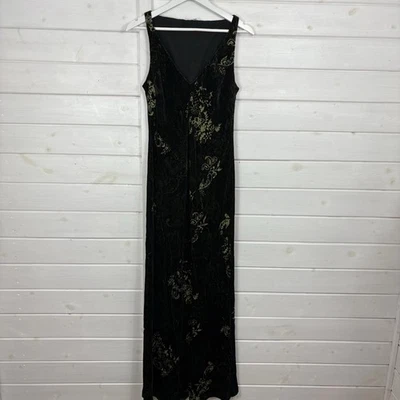 PLANET Dress Size UK 10 Green Maxi Velvet Velour Silk Blend Evening Occasion VTG - Image 1 of 4