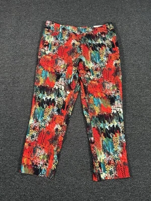 Soft Surroundings Red Geometric Abstract Stretch Ankle Pull On Pants Boho NEW - Image 1 of 4