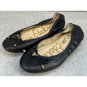 Sam Edelman Flats Ballet Felicia 2 Black Nappa Leather - Girls' Size 2M - Picture 1 of 8
