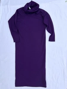 Babette San Francisco Vintage Women’s Purple Wool Turtleneck Midi Dress Size 6 - Picture 1 of 7