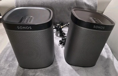 Pair Sonos Model Play:1 Wireless Speaker with Power Cord Black - Image 1 of 4