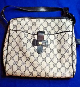 BOLSO DE HOMBRO GUCCI GG SUPREME PVC AZUL MARINO Y BEIGE 101925C - Imagen 1 de 11
