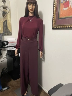 Pantalones MICHAEL KORS para mujer talla 16 pierna ancha ciruela con hebilla Foto 1 de 4