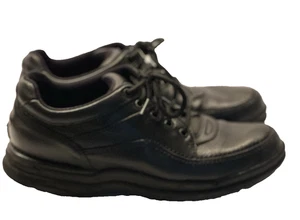 Rockport Leather Walking Shoes Comfort Men's Size 8.5 Black 1" Heel Lace Up - Picture 1 of 9