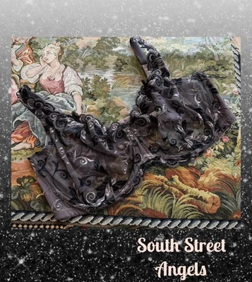 VINTAGE SOMA MOCHACCINO & BLACK SENSUOUS LACE SHEER EMBROIDERED UW BRA  42DDD - Image 1 of 4