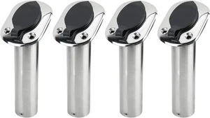 4 Pack Stainless Steel Boat Fishing Rod Holder with Cap Liner Gasket 30 Degree - Picture 1 of 13