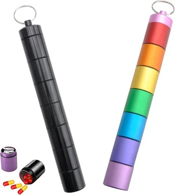 WOKICOR Tablettenbox 7 Tage,2 Pack Pillendose 7 Tage,Regenbogen Medikamentenbox Freier