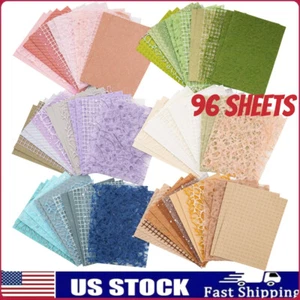 96Sheets Textured Scrapbook Paper & Mesh Fabric Assorted Set for Journal Planner - Picture 1 of 8