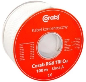 5904378621421 KABEL KONCENTRYCZNY RG6 TRI Cu CORAB (szpula 100m) klasa A - Zdjęcie 1 z 1