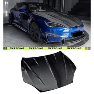 Front Engine Bonnet Hood Panel Bodykit Fit For Tesla Model S 21-24 Carbon Fiber - Picture 1 of 11