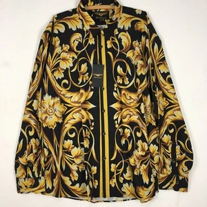 Premiere Long Sleeve Shirt Men's 6XL Button Up Black Gold Flora Casual NWT - Picture 1 of 12