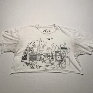 Tell the People Band Shirt Womens Large Cropped Tee Musical Instruments White - Picture 1 of 9