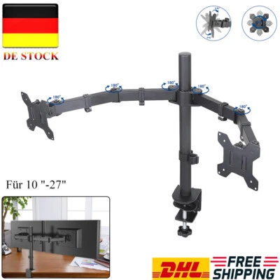 Dual Monitor Schwenkarm Tisch Halterung Doppel Halter Bildschirm Ständer 2x 8KG - Bild 1 von 4