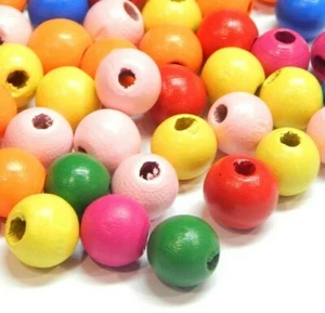Perline di legno 12 mm/100 pz sfere colorate antisaliva gioielli fai da te decorazione H80 - Foto 1 di 5