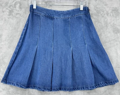 Young Fabulous & Broke Skirt Womens Small Pleated Chambray Dark Wash Zip Casual - Image 1 of 4