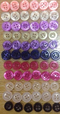 Small pearlescent baby buttons 10mm or 11mm x6 pack 4 hole round - Image 1 of 2