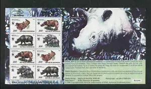 1986 WWF Indonesia Souvenir Stamp Sheet #1674 Rhino SEA Games XIX Jakarta 1997 - Picture 1 of 2