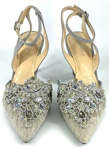 J Renee  Sz 9.5 Embellished Pointed Toe Heels Lace Jeweled - Picture 1 of 10