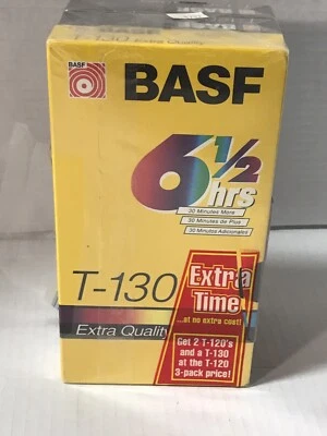 Basf blank vhs tapes sealed 3 pack T-130 retro cassette nos v4606 - Image 1 of 4