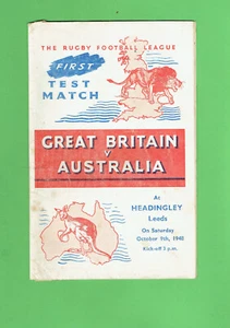 #D236. 1948 GREAT BRITAIN V AUSTRALIA  RUGBY LEAGUE 1st TEST PROGRAM - Picture 1 of 3