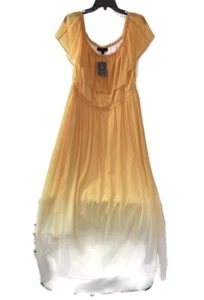 Maxi abito donna Lane Bryant multi-way dip dye floreale taglia 14/16 giallo SP nuovo con etichette - Foto 1 di 12