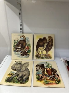 Vintage Set Of 4 Playskool Animal Puzzles Preschool Mama’s & Babies - Picture 1 of 15