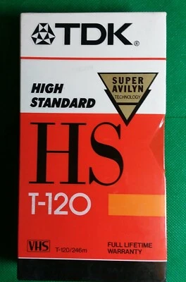 Cassette de video VHS de 2 horas en blanco alto estándar TDK HS T-120 Super Avilyn Foto 1 de 2