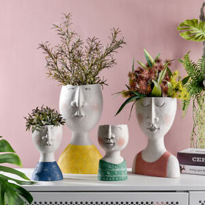 Art Portrait Nordic Flower Pot Vase Human Face Family Sculpture Plant Holder