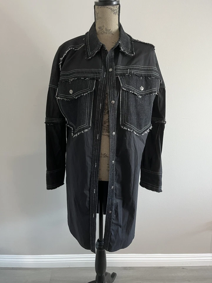 Camisa de Vestir TOV Los Angeles Denim & Sastre Negra Talla 40 Chaqueta Larga Mediana Informal Foto 1 de 4