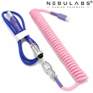 Coiled USB C Keyboard Cable Aviator GX16 USB Mechanical Gaming Custom 4ft - Pink - Picture 1 of 7