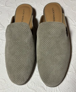 Neu ohne Karton "Lucky Brand" LP-Coryna Gr. 10 taupe Slipper Pantoletten flache Schuhe perforiertes Leder - Bild 1 von 3