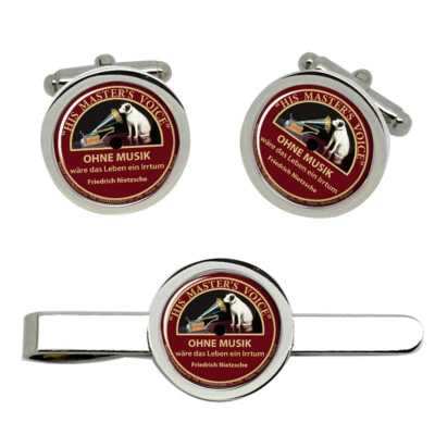 Record Label (ohne Musik Wäre das Leben ein Irrtum) Manschetten Und Tie Clip Set - Bild 1 von 4