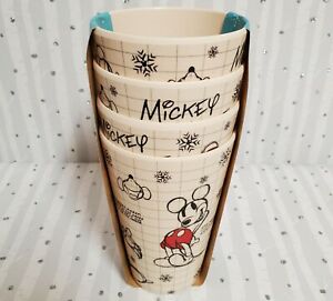 Lot de 4 Disney Sketchbook Mickey Mouse Tasses/Gobelet Bambou Eco Friendly Holiday