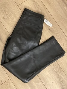 NWT Aritzia Wilfred The Melina High Rise Black Faux Leather Pants - Size 6 - Picture 1 of 13