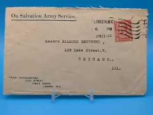 1914 Salvation Army Cover London to Chicago, 1-Penny Red, KEVII, London Cancel - Picture 1 of 3