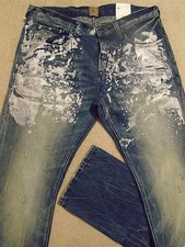 PRPS DEMON  Blue Metallic Splatter Mens Slim 36 / 35  or Relaxed 34 Orig. $300+ 