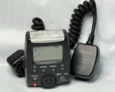 Meike MK-300 Flash (For Canon) With Vello E-TTL Cord - Tested & Working - Image 1 of 4