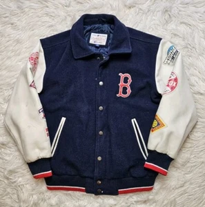 VTG Boston Red Sox Kids Medium Genuine Merchandise Leather And Wool Coat SEE PIC - Picture 1 of 13
